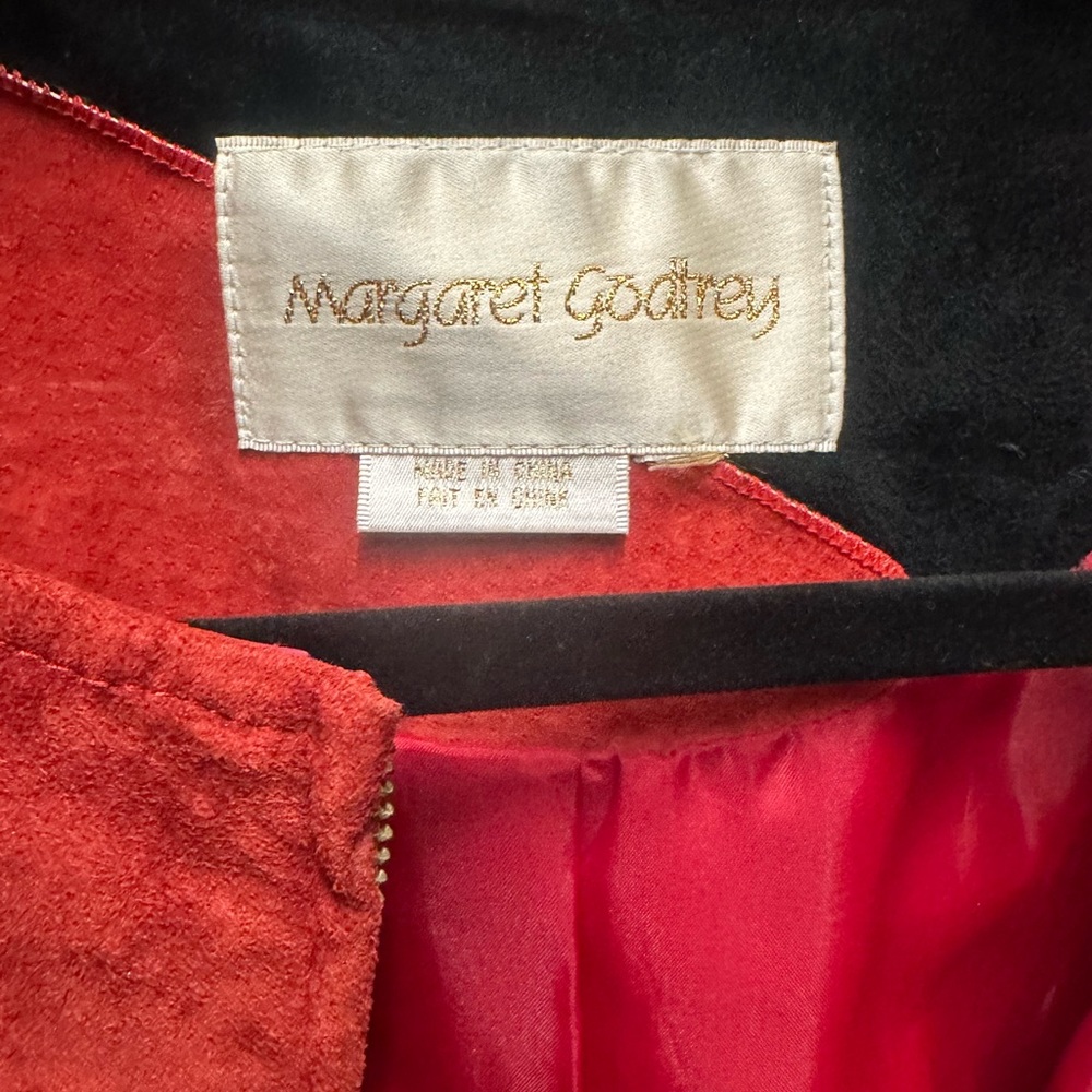 Vintage Margaret Godfrey Red Black Pink Patchwork Suede Leather Jacket - Picture 4 of 7